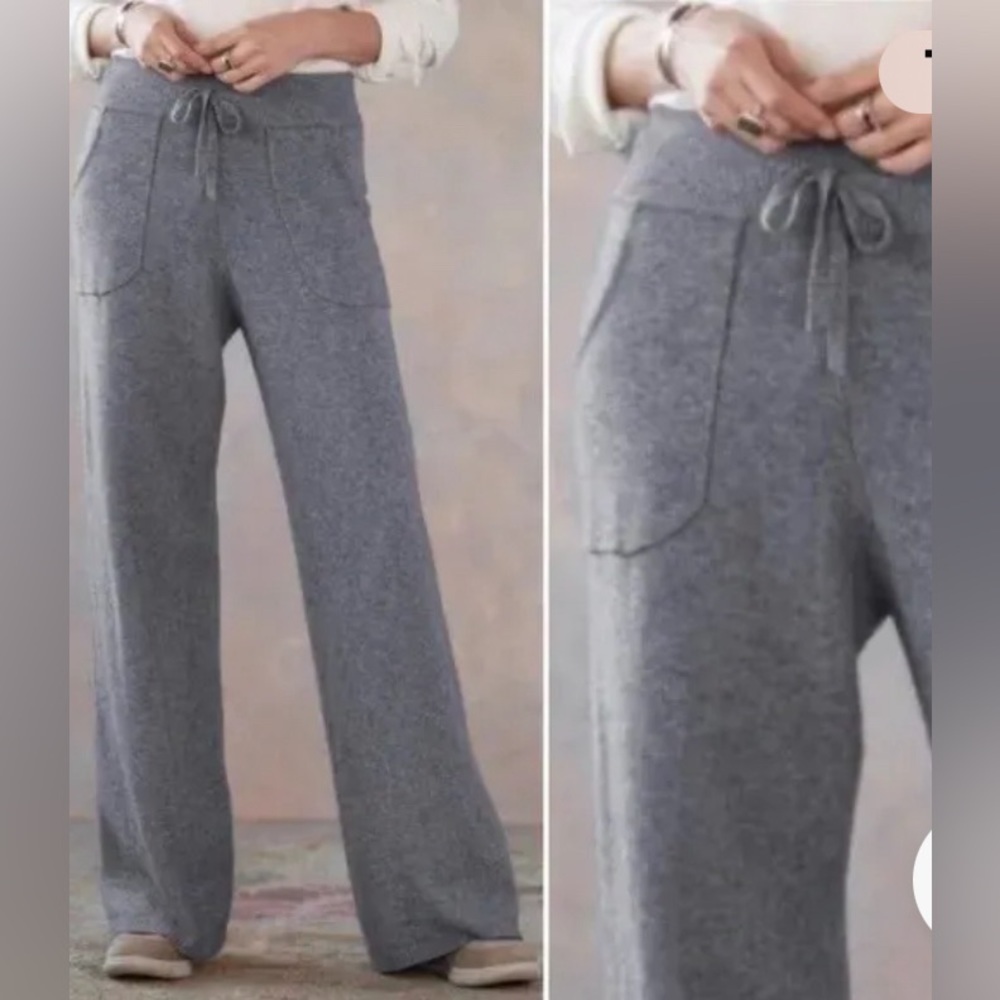 Baci Mini wide leg sweater pant. Sundance Catalog. Size Large. EUC! Gray! - Picture 16 of 16